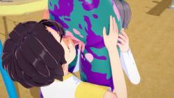 1girl 3boys 3d animated armpits ashido_mina ass black_hair blonde_hair bodysuit boku_no_hero_academia breasts colored_skin cunnilingus fingering hanging japs8005 koikatsu_(medium) koikatu multiple_boys oral pink_hair pink_skin shota tagme tongue torn_clothes video