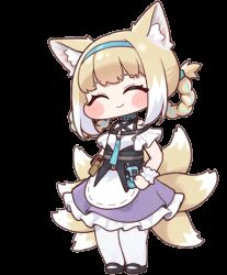 1girl animal_ears animated animated_gif arknights artist_request blue_hairband blush braid braided_hair_rings closed_eyes diyap_(style) dress fox_ears fox_girl fox_tail hair_rings hairband highres holding holding_staff infection_monitor_(arknights) kitsune kyuubi multiple_tails open_mouth pantyhose purple_dress simple_background solo staff suzuran_(arknights) tail transparent_background twin_braids variant_set white_pantyhose