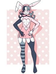 Rule 34 | :3, absurdres, androgynous, angelbite (piercing), animal ears, clothing cutout, colored skin, dreamalgia, dress, elbow gloves, eyepatch, gloves, hands on own hips, heart cutout, highres, hood, lace-up sleeves, mastectomy scar, multicolored hair, original, parted bangs, rabbit ears, scar, scar on chest, single elbow glove, single sleeve, split-color hair, standing, stitches, symbol-shaped pupils, thighhighs, white skin, x-shaped pupils