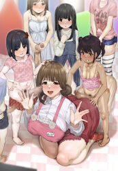 1girl 6+futa age_difference apron ass blush breasts censored flat_chest frottage futa_with_female futa_without_pussy futanari futanari_masturbation grinding group_sex highres imminent_fellatio imminent_gangbang imminent_penetration kindergarten_teacher large_breasts large_penis loli masturbation mature_female mesisinja mosaic_censoring motion_blur multiple_futa onee-loli penis penis_on_face penis_size_difference small_breasts teacher_and_student testicles thighhighs