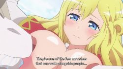 1girl animated anime_screenshot ass bestiality blonde_hair blue_eyes blush braid breast_sucking breasts breasts_out closed_eyes cow cunnilingus cunnilingus_through_clothes double_breast_sucking enome face_in_ass forced futoku_no_guild highres huge_ass huge_breasts jacket long_sleeves mature_female nipples no_bra open_mouth oral orange_jacket panties pink_panties shirt sidelocks sound subtitled tagme underwear video white_shirt