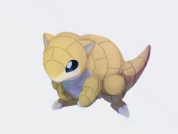 black_eyes claws creatures_(company) full_body game_freak gen_1_pokemon highres looking_down nintendo no_humans pn_(ltpn_257) pokemon pokemon_(creature) pokemon_focus sandshrew simple_background solo standing white_background
