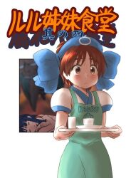 Rule 34 | 2girls, ainu clothes, apron, blue hair, breasts, brown eyes, brown hair, closed eyes, crossed arms, hair ribbon, highres, japanese text, legs, looking at viewer, lying, multiple girls, nakoruru, ribbon, rimururu, samurai spirits, short hair, siblings, sisters, sleeping, small breasts, snk, surprised, thighs, translation request
