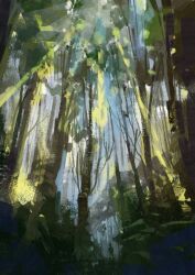 Rule 34 | 1boy, dappled sunlight, day, forest, highres, nature, original, scenery, shadow, silhouette, slow d, solo, sunlight, tree, tree shade