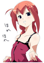 Rule 34 | 00s, 0123456789, 1girl, ahoge, bare shoulders, blue eyes, braid, curtsey, dress, female focus, flat chest, lyrical nanoha, mahou shoujo lyrical nanoha, mahou shoujo lyrical nanoha a&#039;s, red hair, skirt hold, smile, solo, twin braids, vita (nanoha)