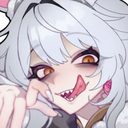 1girl artist_request long_tongue sharp_teeth tagme teeth tongue tongue_out