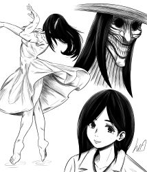 1girl absurdres acrobatic_silky_(dandadan) dancing dandadan dual_persona highres long_hair solo traditional_youkai