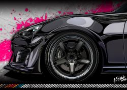 absurdres artist_name car close-up haduki_neko highres motor_vehicle no_humans original subaru_(brand) subaru_brz vehicle_focus wheel