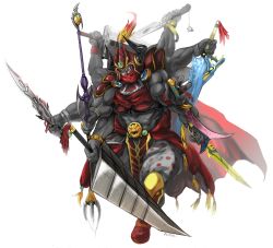 absol_(dkqthf) armor buster_sword crossover dissidia_final_fantasy extra_arms final_fantasy gilgamesh_(final_fantasy) gunblade multi_wielding muscular sword weapon