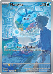 Rule 34 | 0 rika 0, 1boy, :d, artist name, book, card (medium), character name, collared shirt, company name, copyright name, copyright notice, coral, cup, english text, gen 4 pokemon, glasses, graph, holding, holding cup, looking inside, looking outside, mantyke, mug, nintendo, official art, open mouth, paper, pie chart, pokemon, pokemon (creature), pokemon card, pokemon tcg, seashell, shell, shirt, short hair, smile, steam, third-party source, trading card, underwater, watch, window, wristwatch