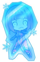 1girl :&lt; bob_cut bodysuit breasts chibi cleavage disgust ice leotard lilith-soft no_background oboro_(taimanin_asagi) official_art portal_(object) pun red_leotard surprised taimanin_(series) taimanin_asagi taimanin_gogo! transparent_background