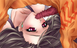 1990s_(style) 1boy 1girl 69 aoi_muramasa aoi_tei_(circle) bestiality black_hair censored chikuwabu_(aoi_tei) earrings erection fellatio final_fantasy final_fantasy_vii hetero jewelry lying on_back oral penis red_eyes red_xiii retro_artstyle reverse_fellatio shadow simple_background solo_focus square_enix tifa_lockhart white_background