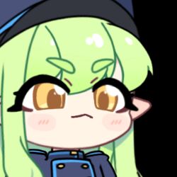 Rule 34 | 1girl, :3, acomu414, animated, animated gif, blue archive, buttons, chibi, closed mouth, commentary, double-breasted, double middle finger, english commentary, gloves, green hair, green halo, halo, hands up, hat, hikari (blue archive), long sleeves, lowres, middle finger, peaked cap, thick eyebrows, train conductor, transparent background, upper body, v-shaped eyebrows, white gloves, yellow eyes