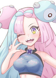 absurdres bow-shaped_hair character_hair_ornament creatures_(company) game_freak hair_ornament hexagon_print highres iono_(pokemon) long_hair low-tied_long_hair maho_(corotonton5150) nintendo pokemon pokemon_sv sharp_teeth teeth x