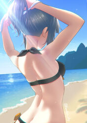 1girl butt_crack kanden_sky kantai_collection tagme tying_hair yuubari_(kancolle)
