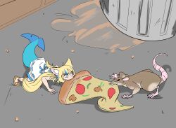 Rule 34 | 1girl, absurdres, food, highres, indie virtual youtuber, long hair, mouse, pizza, sameko saba, virtual youtuber