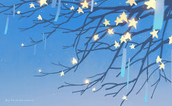 artist_name blue_sky branch huhv. night no_humans original outdoors scenery sky star_(sky) star_(symbol) tanabata tanzaku tree