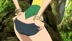 animated animated_gif anime_screenshot ass ass_focus ass_shake bracelet denim denim_shorts jewelry log_pose nami_(one_piece) one_piece one_piece:_strong_world short_shorts shorts