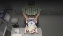 animated animated_gif ass bent_over blonde_hair blue_panties censored clothed_sex fat fat_man fuyutsuki_shiori hetero jk_to_ero_konbini_tenchou panties poro sex sex_from_behind short_hair underwear