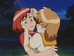 1990s_(style) 2boys 2girls ahoge animated animated_gif brown_hair character_request forced forced_kiss french_kiss glasses green_hair joel kiss kiss_focus lowres multiple_boys multiple_girls neo_ranga purple_eyes qvga red_hair retro_artstyle shimabara_ushio short_hair surprised tongue tongue_out yuri