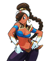 1girl breasts dancer hair_over_one_eye large_breasts navel official_art power_stone rouge_(power_stone) tagme