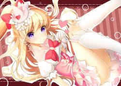 Rule 34 | 1girl, asahina mirai, blonde hair, cure miracle, female focus, hat, heart, if (asita), long hair, magical girl, mahou girls precure!, mini hat, mini witch hat, precure, purple eyes, smile, solo, tatapopo, witch hat