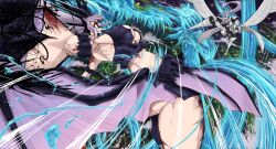 2girls absurdres acier_silva angry arm_up armlet armor armpits battle bikini_armor black_clover blood blood_on_arm blood_on_face breasts cleavage crown demon_girl dragon_horns dragon_wings fallen_angel full_armor grey_hair halo highres holding holding_polearm holding_weapon horns hydrokinesis jewelry lance limn044 long_hair looking_at_another low_wings mother_and_daughter multiple_girls multiple_horns multiple_wings noelle_silva open_mouth polearm purple_eyes purple_hair purple_wings sea_serpent star_(sky) teeth twintails upper_teeth_only v-shaped_eyebrows v-shaped_eyes water weapon wings