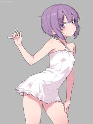 1girl armpits breasts criss-cross_halter halterneck highres looking_at_viewer purple_hair semicolonize small_breasts solo voiceroid yuzuki_yukari