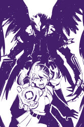 Rule 34 | 1boy, 1girl, ai (digimon), beelzebumon, beelzebumon blast mode, claws, digimon, digimon tamers, digivice, highres, looking at viewer, ribbon, wings