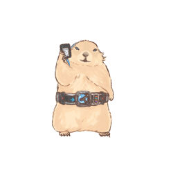 Rule 34 | animal focus, belt, belt buckle, blue eyes, blue hair, body fur, buckle, card, cosplay, den-o belt, full body, henshin pose, holding, holding card, kamen rider, kamen rider den-o (series), male focus, multicolored hair, prairie dog, py0wwk, rider pass, simple background, solo, streaked hair, urataros, urataros (cosplay), white background