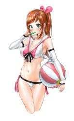 1girl ball beachball bikini breasts cleavage food groin kizuna_ai kizuna_ai_inc. navel popsicle swimsuit tagme urrrt