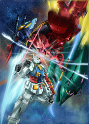 elmeth energy_sword g-fighter gelgoog gelgoog_s_char_custom gundam mobile_suit_gundam official_art rx-78-2_gundam shield space sword weapon