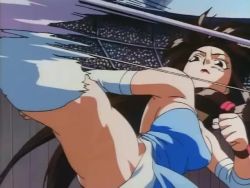 1990s_(style) 3girls 6+boys android animated ass bare_shoulders big_hair blue_hair blue_sky breasts brown_hair cherry_(saber_r) cleavage destruction electricity female_focus fighting gloves hairband happy injury jumping junior_(saber_r) lime_(saber_r) long_hair looking_at_another looking_at_viewer lun_(saber_r) medium_hair multiple_boys multiple_girls panties punching red_eyes retro_artstyle saber_marionette_r salute sky smile stadium underwear very_long_hair video violence white_panties wide_hips