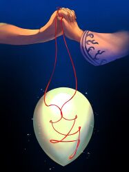 1boy 1girl anju_(zelda) blue_background couple&#039;s_mask_(zelda) holding_hands kafei mask nasagina nintendo out_of_frame red_string string the_legend_of_zelda the_legend_of_zelda:_majora&#039;s_mask