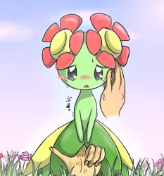 bellossom blush blush_stickers creatures_(company) crying crying_with_eyes_open flower game_freak gen_2_pokemon grass highres nectar nintendo pokemon pokemon_(creature) pussy_juice tears