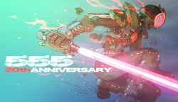1boy anniversary armor commentary_request energy_sword energy_weapon faiz_accel glowing glowing_eyes holding holding_sword holding_weapon kamen_rider kamen_rider_555 kamen_rider_faiz nakayama_tooru on_one_knee profile red_eyes solo sword tokusatsu weapon
