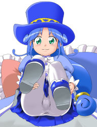 00s blue_hair cameltoe fushigiboshi_no_futago_hime green_eyes hat long_hair pantyhose rein_(futagohime) solo youkan
