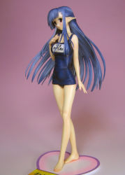 00s barefoot figure long_hair name_tag nerine one-piece_swimsuit photo_(medium) purple_hair school_swimsuit shuffle! solo swimsuit very_long_hair