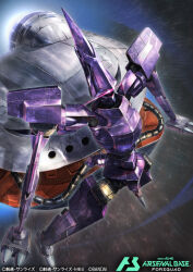 Rule 34 | bandai, beam cannon, cable, commentary request, company name, copyright logo, copyright name, copyright notice, flying, glowing, glowing eye, gundam, gundam arsenal base, gundam gquuuuuux, hukutuuprunes, kikeroga (gquuuuuux), machinery, mecha, mecha focus, mobile armor, mobile suit, motion lines, no humans, official art, one-eyed, pink eyes, realistic, reveal, robot, science fiction, solo, spoilers, thrusters, zeon