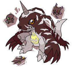 Rule 34 | agumon (black), beak, blacktailmon, claws, digimon, digimon (creature), fire, gabumon (black), highres, horns, looking at viewer, saberdramon, tail, wings