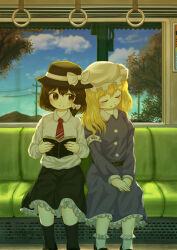 2girls absurdres black_eyes black_hair blonde_hair commentary ekaapetto hat highres maribel_hearn multiple_girls tagme touhou usami_renko