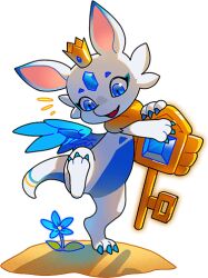 1other blue_eyes blue_gemstone blue_wings crown dragon dragon_village_(series) dragon_village_collection feathered_wings furry game_cg gem key lowres mini_crown neck_fur official_art standing standing_on_one_leg third-party_source tilki_(dragon_village) transparent_background wings