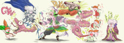 1990s_(style) 1girl baigan battle cecil_harvey final_fantasy final_fantasy_iv kuu_(pixiv582427) monk monster paladin paladin_(final_fantasy) palom porom retro_artstyle sound_effects spoilers tellah yang_fang_leiden