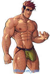 1boy abs ass bara black_hair bulge chest_hair cropped_legs dark-skinned_male dark_skin earrings facial_hair green_male_underwear hairy jasdavi jewelry jockstrap large_pectorals leg_hair long_sideburns male_focus male_pubic_hair male_underwear mature_male muscular muscular_male navel nipples original pectorals pointing pointing_at_self pubic_hair short_hair sideburns solo stomach stubble thick_eyebrows thick_thighs thighs topless_male undercut underwear underwear_only