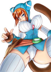 animal_ears belt blue_eyes breath_of_fire brown_hair cat_ears gloves lin panties short_hair thighhighs underwear