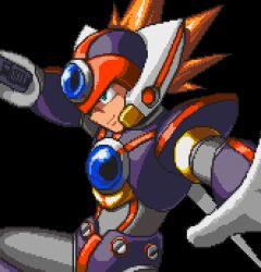 Rule 34 | 1boy, armor, axl (mega man), azure striker gunvolt, azure striker gunvolt 2, black armor, black background, brown hair, chest jewel, cowboy shot, forehead jewel, gun, helmet, holding, holding gun, holding weapon, male focus, mega man (series), mega man x (series), mega man x corrupted, pixel art, red helmet, simple background, solo, soojart, spiked hair, weapon