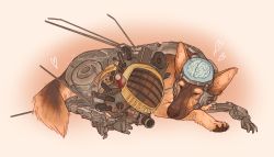 animal antennae brain commentary dead-settlements dog ed-e english_commentary fallout:_new_vegas fallout german_shepherd heart highres mechabare no_humans non-humanoid_robot rex_(fallout:_new_vegas) robot signature sleeping