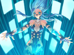 1girl blue_eyes blue_hair bodysuit female_focus long_hair matching_hair/eyes pixiv pixiv-tan ran&#039;ou_(tamago_no_kimi) solo