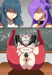 Rule 34 | 1girl, 2futa, animal ears, breasts, chalkboard, cum, cum in ass, cum in pussy, double penetration, edelgard von hresvelg, female byleth (fire emblem), female shez (fire emblem), fff threesome, fire emblem, fire emblem: three houses, fire emblem warriors: three hopes, futa with female, futanari, group sex, highres, lactation, large breasts, multiple futa, nintendo, nipple piercing, nose hook, paid reward available, pantyhose, piercing, pig ears, pregnant, threesome, tonsuke, torn clothes, torn pantyhose