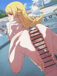 1boy 1girl animated animated_gif anus ass bakemonogatari bar_censor barefoot blonde_hair blue_sky blurry blurry_background censored cloud completely_nude cum cum_on_ass cum_on_body cum_on_feet ejaculation erection fang feet flower foot_focus foot_pussy footjob from_behind funen_gomi_m glansjob hand_fan hetero holding holding_fan huge_filesize incense_burner indoors large_penis light_blush loli long_hair looking_at_viewer looking_back lying male_squirt matching_hair/eyes monogatari_(series) nude on_stomach oshino_shinobu paid_reward_available paper_fan pastry_box penis plate pointy_ears post_orgasm_torture pov pov_crotch reverse_footjob sky sliding_doors smile soles solo_focus summer sunflower tagme tatami thighs toes tongue tongue_out two-footed_footjob uchiwa veins veiny_penis yellow_eyes